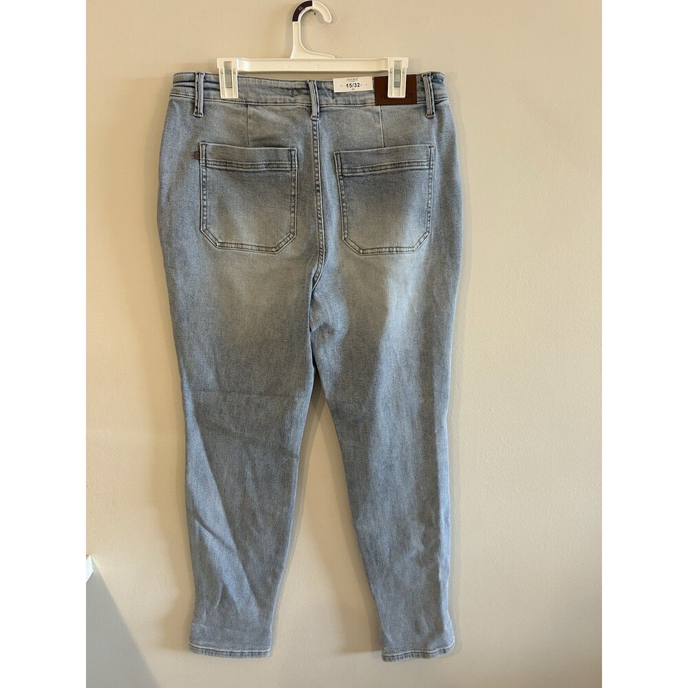 NEW! Judy Blue Jogger Jeans High Rise Light Wash Denim 15/32 Drawstring Waist - Picture 2 of 8